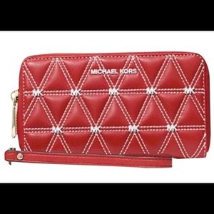 MichaelKors Red Quilted Leather Continental Wallet